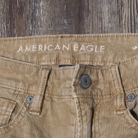 American Eagle Corduroy Pants Women's 6 Long Mom Straight Tan Khaki Retro 70s - Picture 2 of 6